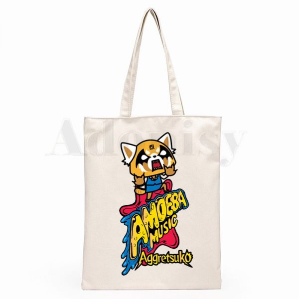 Aggretsuko Aggressive Retsuko Death Metal Graphic Cartoon Print Shopping Bags Girls Fashion Casual Pacakge Hand Bag 1 - Aggretsuko Merch