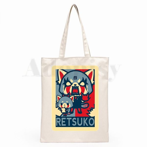 Aggretsuko Aggressive Retsuko Death Metal Graphic Cartoon Print Shopping Bags Girls Fashion Casual Pacakge Hand Bag 4 - Aggretsuko Merch