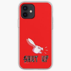 „Shut Up“ White Rabbit Scream – Weiß auf leuchtend rotem iPhone Soft Case RB2204product Offizieller Aggretsuko Merch
