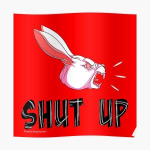 “Shut Up” White Rabbit Scream - White on Bright Red Poster RB2204product Offical Aggretsuko Merch